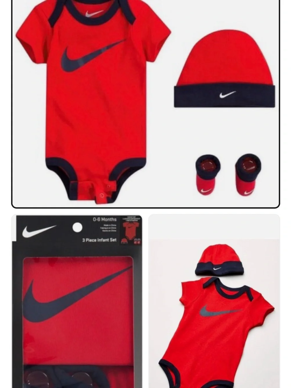 Nike Red Undershirt 3-Piece Set with Navy Swoosh - Picture 1 of 4